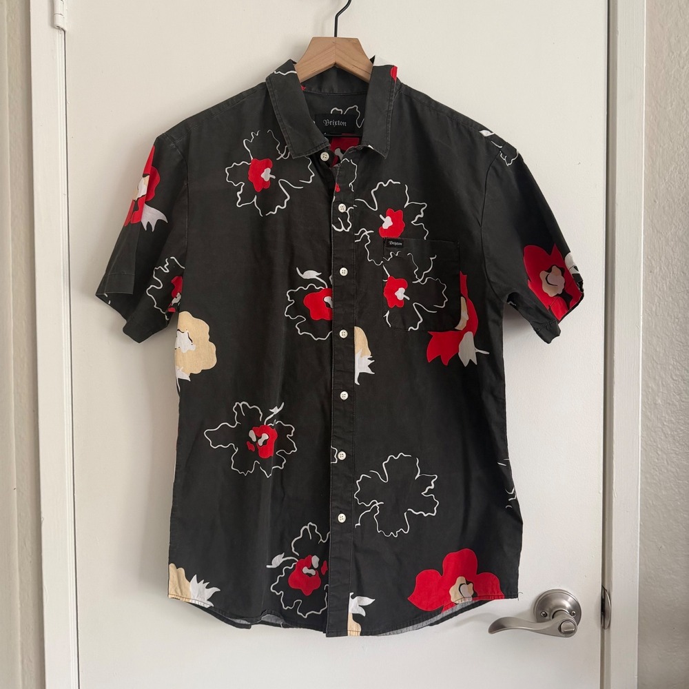 Vintage Brixton Black White Red Button‎ Down Shirt Eclectic Grandpa Preppy